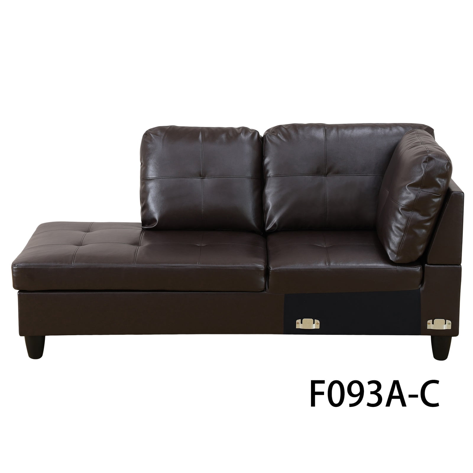 Hommoo Faux Leather L-Shaped Sectional Sofa, Living Room Furniture Sets, Modern 4-Seat Couches and Sofas Set for Home& Office, Brown(No Ottomans)