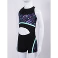 thumbnail image 5 of inlzdz Kids Girls Stylish Print Patchwork Jumpsuit Sleeveless Cutout Bodysuit for Sports Exercise Geometric 10, 5 of 6