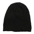 thumbnail image 6 of ManxiVoo Unisex Winter Warm Knitted Beanie with Grid Diamond Design and Soft Pile Lining for Ear Protection in Cold Weather Outdoor Activities Black, 6 of 6