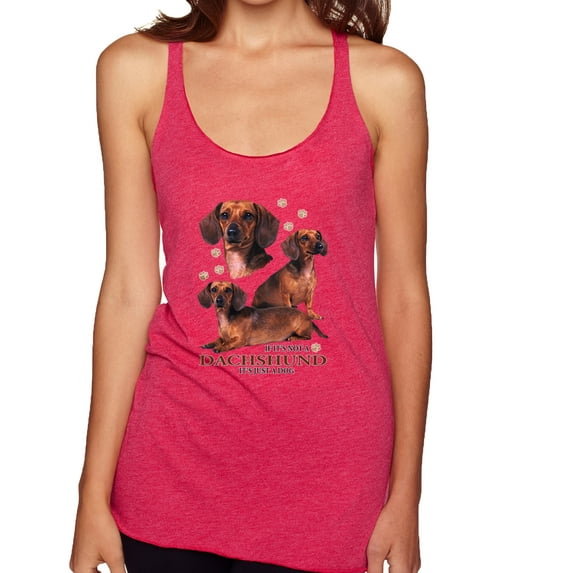 If It's Not a Dachshund It's Just a Dog Gift | Womens Dog Lover Premium Tri-Blend Racerback Tank Top, Shocking Pink, Small