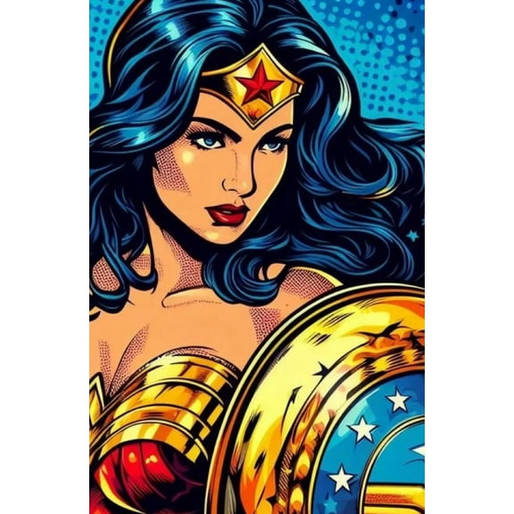 Wonder Woman Diamond Painting Kits for Adults and Kids Full Drill Round Rhinestone Paint with Diamonds Cross Stitch Embroidery Art Diamond Art (12X16 Inch)