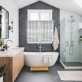 thumbnail image 3 of Blue Beige Farmhouse Kitchen Curtains 63 Inch Length, Vintage Wooden Striped Grommet Top Bedroom Living Room Curtains, Light Filtering Cafe Curtain Drapes 2 Panels Set 104''x63'', 3 of 9