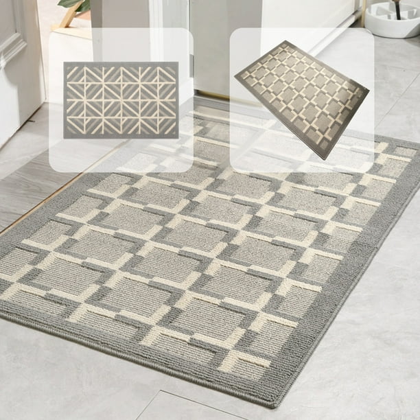 Tapete antideslizante para entrada (1 unidad), fácil de limpiar, 50 x 80 x 0,8 cm, tapete de poliéster de bajo perfil para controlar la suciedad en la entrada (gris).