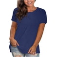 thumbnail image 1 of T-shirts à Manches Courtes Coupe Décontractée pour Femmes, Col Rond, Basiques d'Été, Blouses Amples Décontractées, 1 of 6