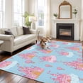 thumbnail image 2 of Pink Blue Castle Area Rugs 6'x9', Washable Small Throw Rugs for Kitchen Dining room, Balloon Modern Art Stars Moon Indoor Outdoor Rug Non-Slip Low Pile Carpet Runner Reversible Floor Mats, 2 of 8