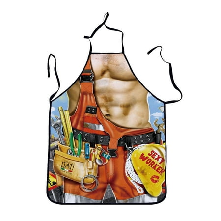 

Mnjin 1pc Adult Household kitchenApron Fun Printing Household Cleaning Apron C