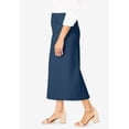 thumbnail image 3 of Jessica London Women's Plus Size Classic Cotton Denim Midi Skirt Pockets Long Jean Skirt, 3 of 6