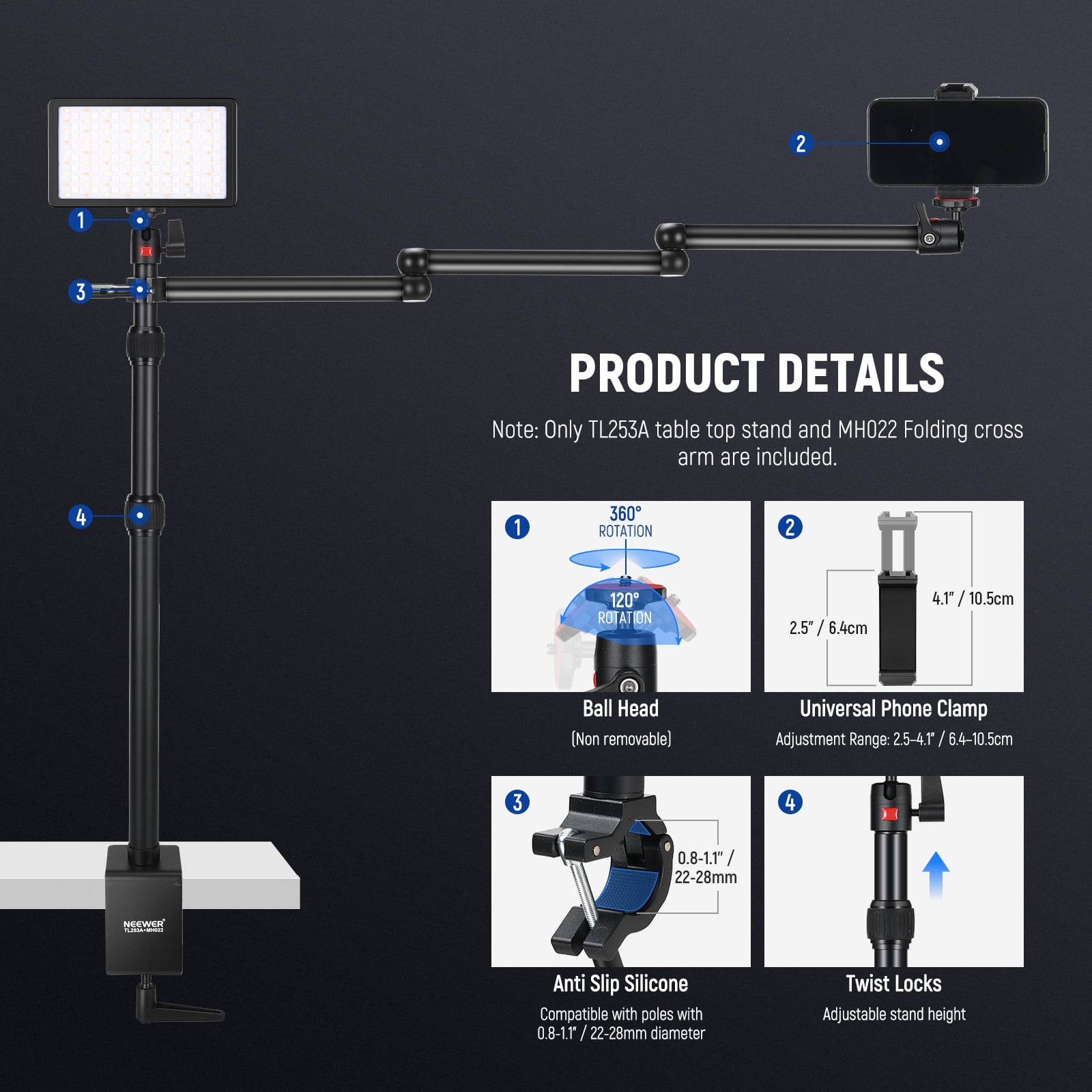 Neewer TL253A+MH022 Overhead Rig - Thumbnail 2