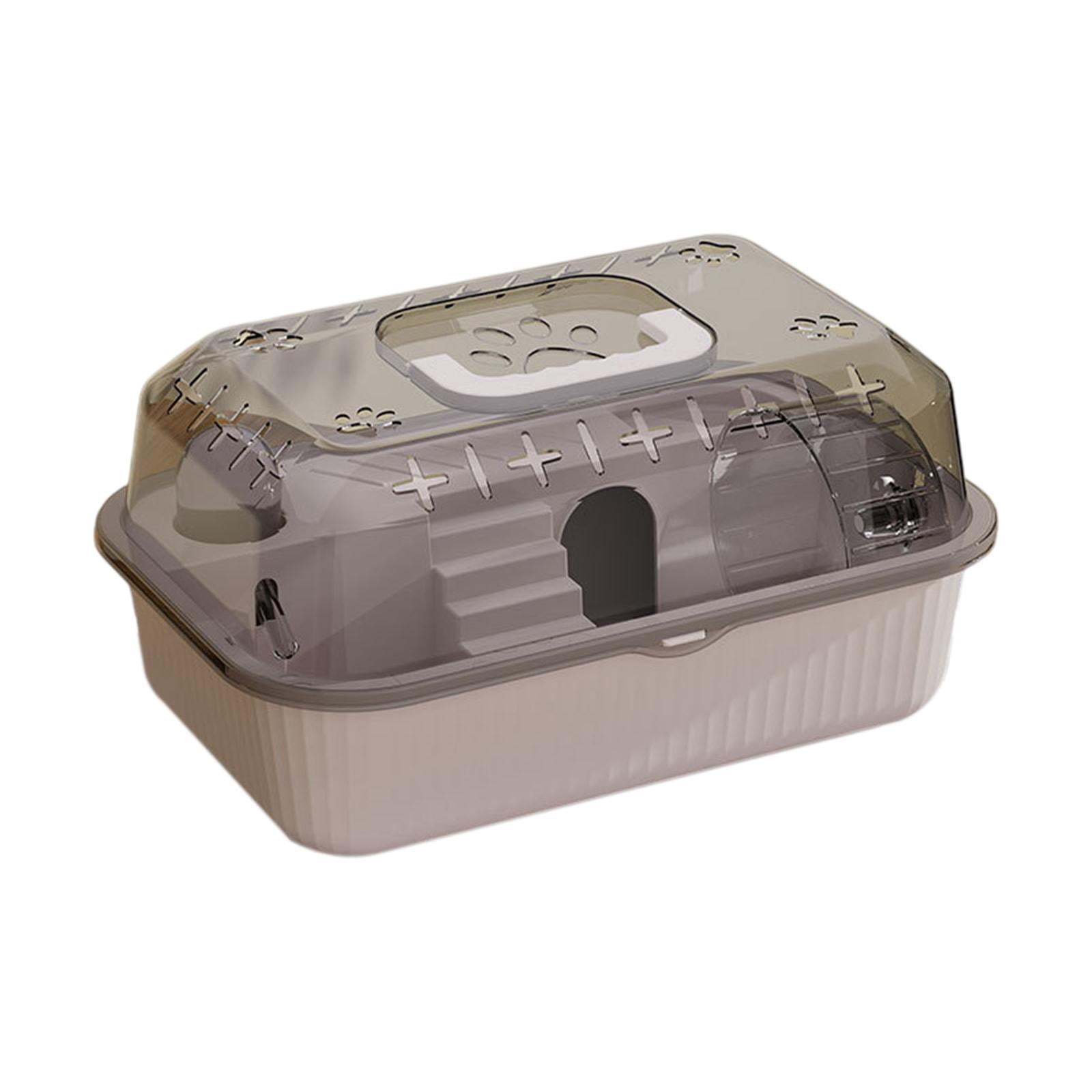 balikha Travel Transparent Hamster House Hamster Carry Case Cage Ventilation Portable Hamster Cage for Guinea Pigs Rats Small Animals Gray