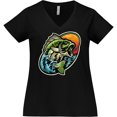 thumbnail image 3 of Inktastic Fishing Women's Plus Size V-Neck T-Shirt, 3 of 5