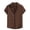 54#Brown, variant on Mens Short Sleeve Shirt Casual Button Up Lightweight Solid Color V Neck Open Collar Resort Wear Tops Brown 3XL