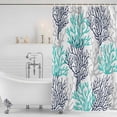 thumbnail image 4 of Navy Blue Teal Grey Coral Coastal Waterproof Fabric Shower Curtain,Summer Beach Nautical Ocean Waterproof Fabric Shower Curtain for Bathroom Bathtubs Shower Curtains with 12 Hooks Extra Long 72x96, 4 of 8