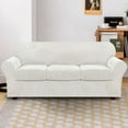 thumbnail image 6 of PrimeBeau Velvet Stretch Sofa Slipcover, 4-Piece, Ivory, 6 of 8