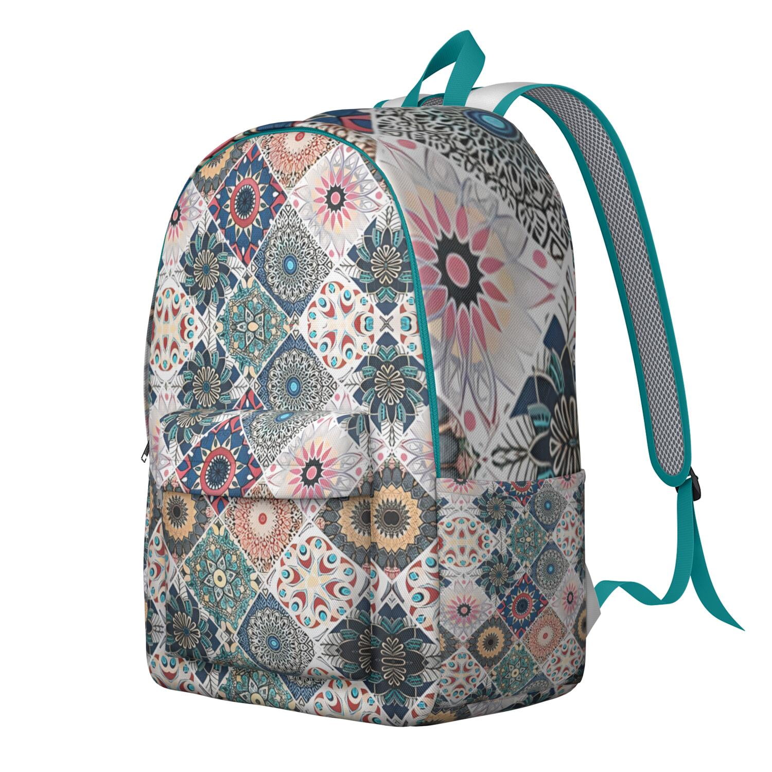 Ethnic Style Waterproof Backpack for Teens, Durable Laptop Daypack with Tribal Prints and Colorful Design