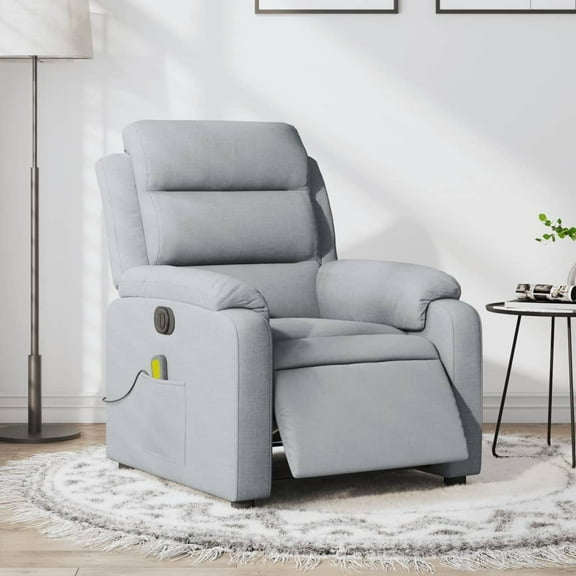 vidaXL Electric Massage Recliner Chair Light Gray Fabric