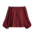 thumbnail image 5 of Endives Women's Blouse Off Shoulder Long Sleeve Chiffon Blouse Casual Loose Puff Sleeves Shirts Solid Color Summer Beach Vacation Outfits Shirts for Women Wine M, 5 of 5