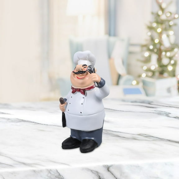 MLINS Chef Kitchen Decor Craft Fat Farmhouse Sculpture Office White