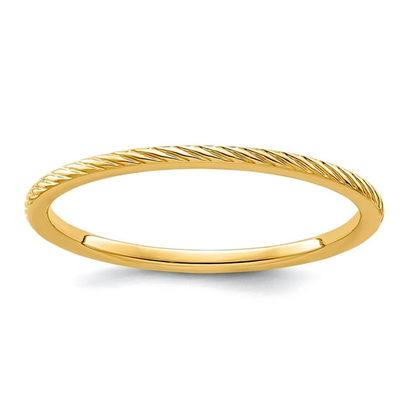 14k Solid Yellow Gold 1.2mm Twisted Wire Pattern Stackable Band Ring Size 9 Stackable Ring for Women and Men