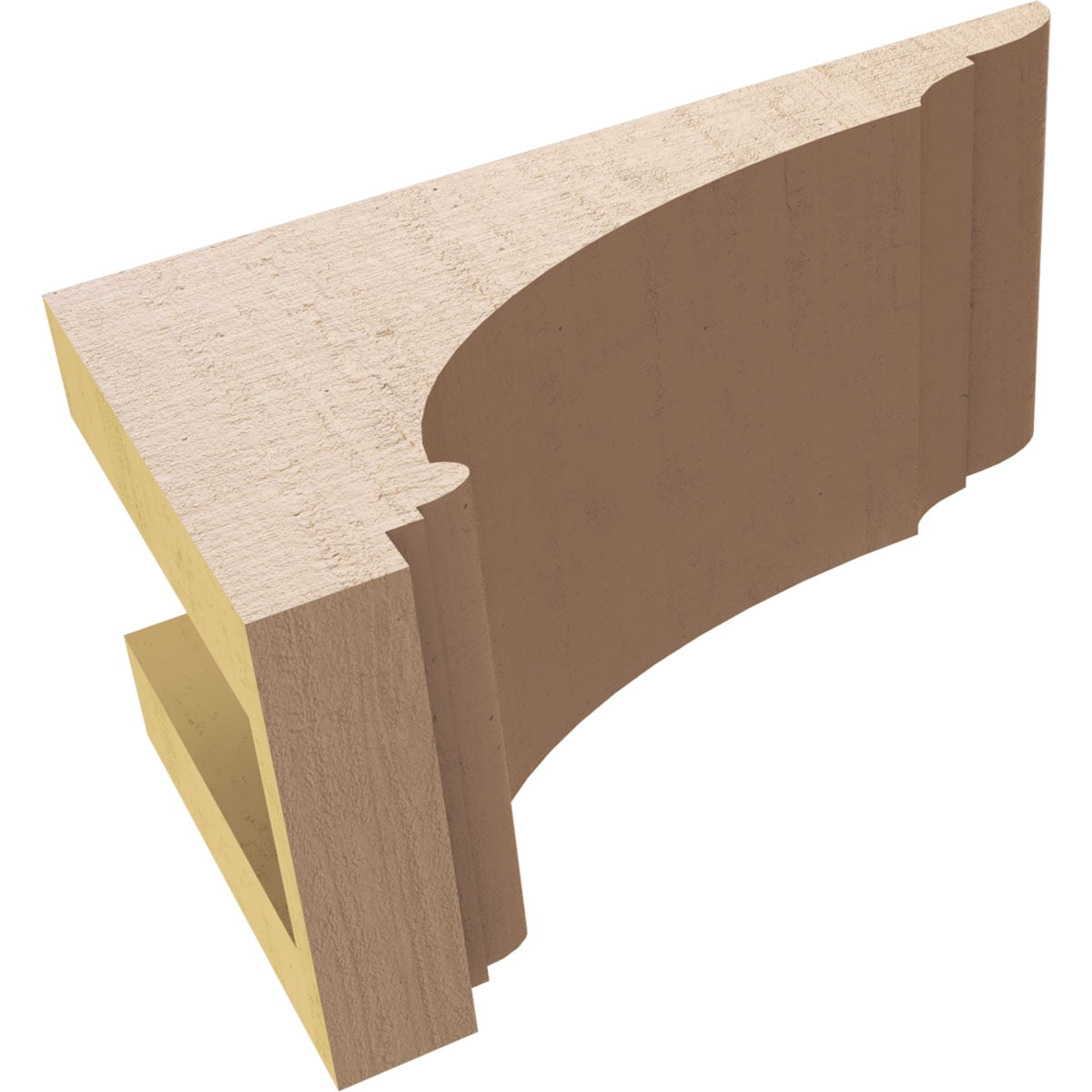 4"W x 8"D x 4"H Wide Hughes Rough Cedar Woodgrain TimberThane Corbel, Primed Tan