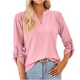 thumbnail image 1 of Pompotops T-shirt Mode Femme Col en V Manches Longues Ample en Solde, 1 of 7