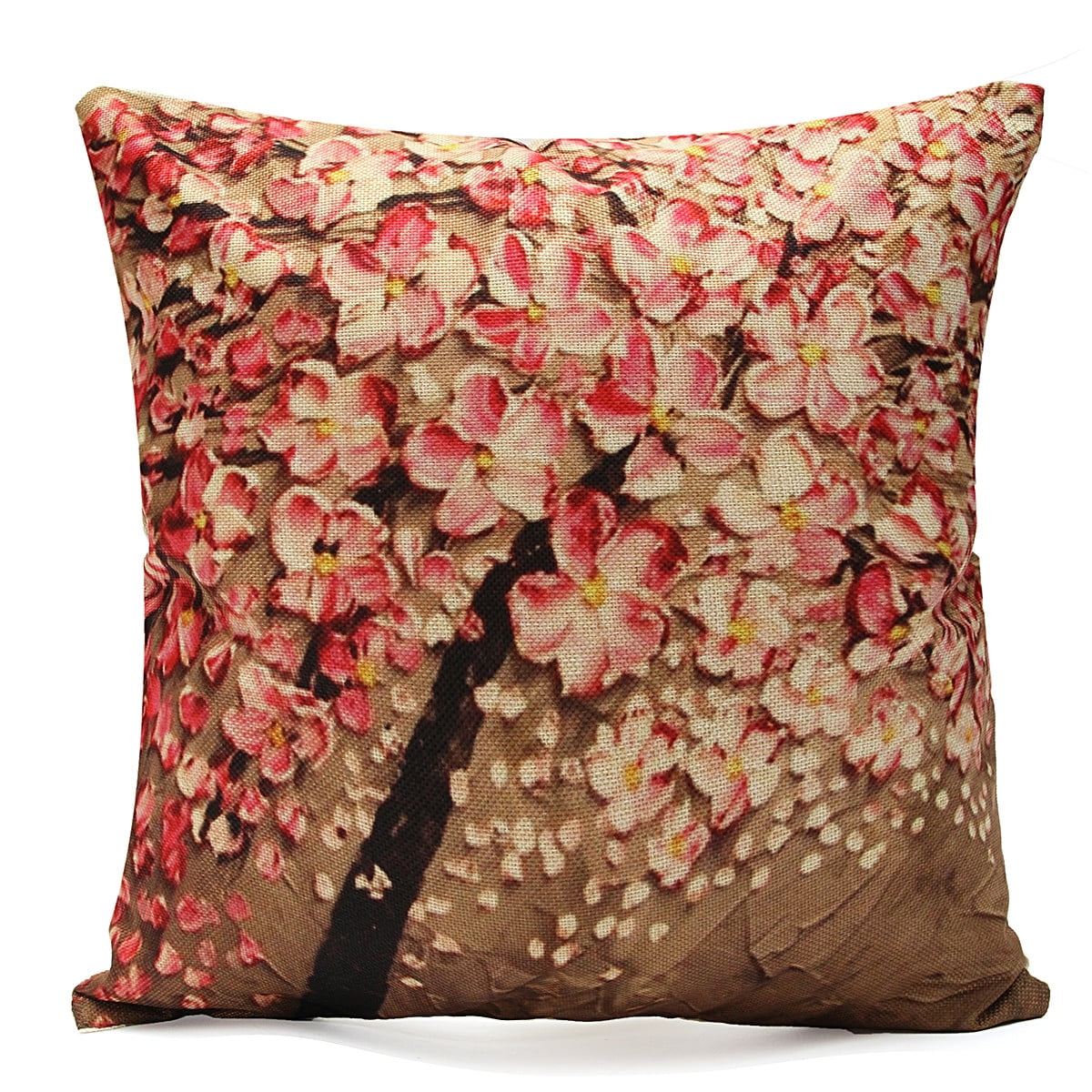 Printing 18" Cotton Linen Cushion Cover Flower Home Pillow Case Sofa Decor 