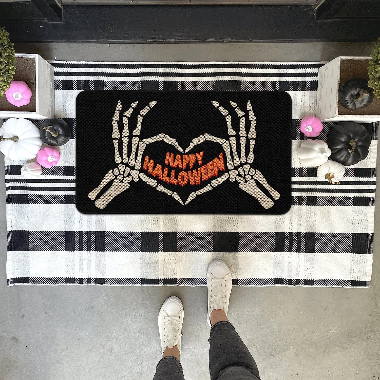 Baiheyi Halloween Black Doormat, 17" x 30", Non-Slip