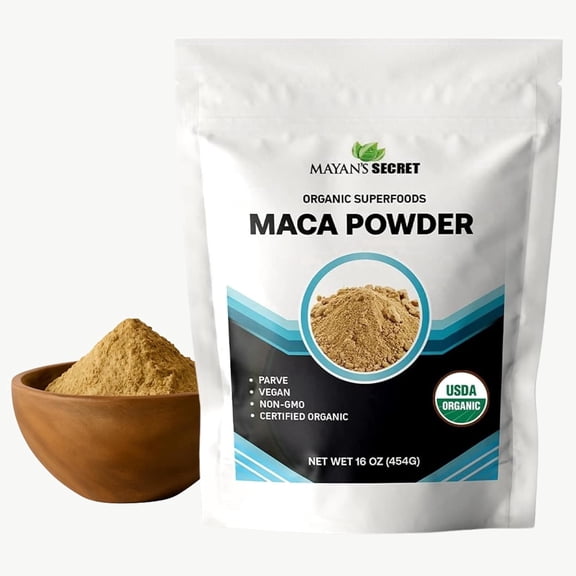 Mayan's Secret Organic Maca Powder, USDA Organic, Fine Ground Maca Root Powder, 16 oz