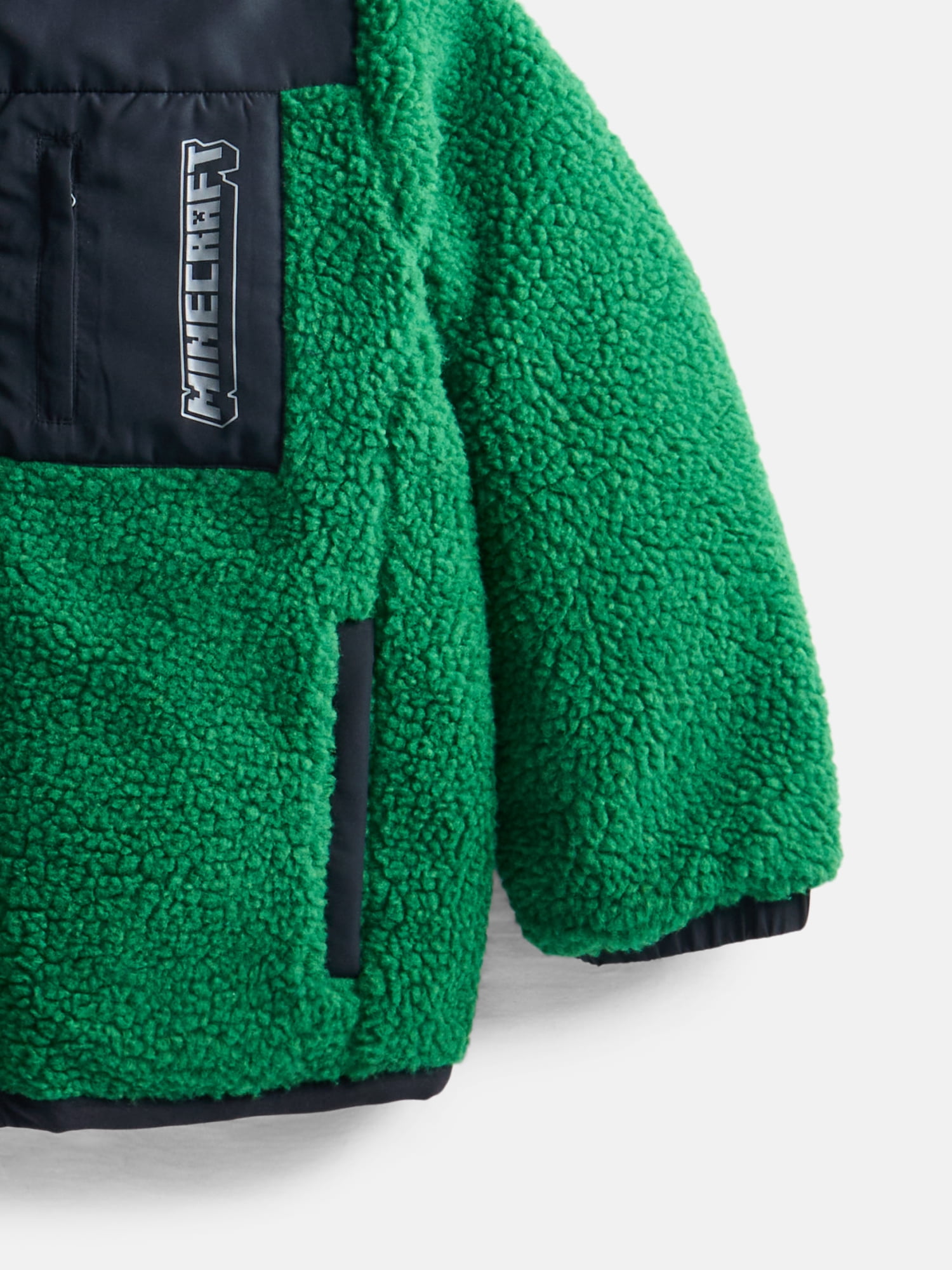 Minecraft Boys’ Faux Shearling Jacket with Hood, Sizes XS-XL