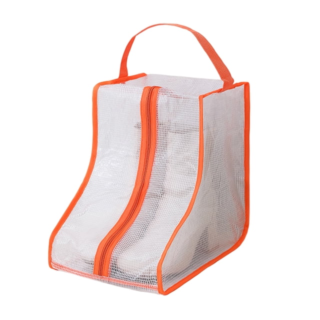 Limorve 1Pc Boot Organizer Dust-proof Waterproof Space-saving Visible Handle Design Shoe Storage Pouch Household Supply Orange A