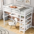 thumbnail image 2 of Bellemave Wood Twin Size Loft Bed with Desk and Shelves for Teen  (White), 2 of 8