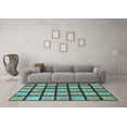 thumbnail image 3 of Ahgly Company Indoor Rectangle Checkered Light Blue Modern Area Rugs, 8' x 12', 3 of 4