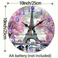 thumbnail image 3 of Eiffel Tower, Pink Trees Wood Wall Clock Wall art Decor, Battery Operated (AA Not Included) Great for Living Room, Kitchen, Dorm Decoration and Daily Practical Gift, 3 of 6