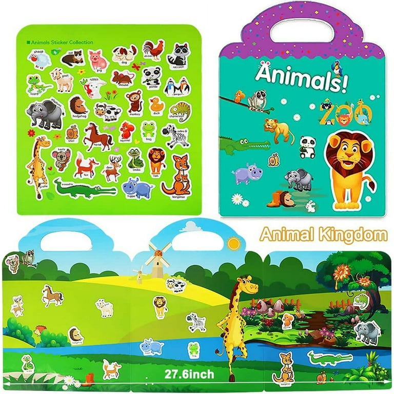 Reusable Dinosaur Stickers Book for Kids, Theme Activity Stickers Travel Game G