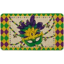 AVOPATH Jewelry Rhombus Plaid Mardi Gras Carnival Welcome Decorative Doormat, Seasonal Low-Profile Rug Switch Mat for Indoor Outdoor 17x29 Inch