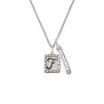 thumbnail image 2 of Delight Jewelry Silvertone Pebble Border Initial - F Silvertone Courage Strength Wisdom Honesty Bar Charm Necklace, 23", 2 of 4