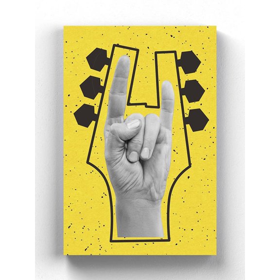 Hand Horns Rock Sign Dadaism  Wrapped Canvas  -Image by Shutterstock,