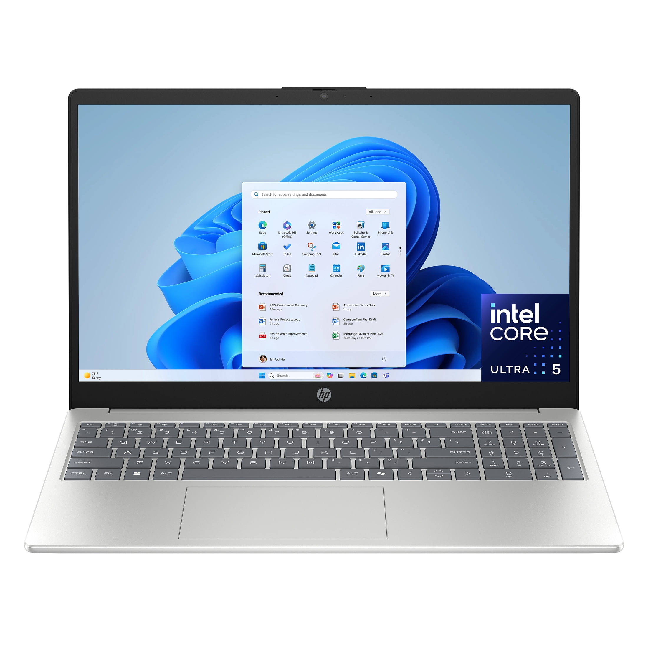 HP 15.6 inch HD Windows Laptop AI Intel Core Ultra 5 225U 8GB