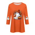 thumbnail image 5 of Halloween Womens Shirts 3/4 Sleeve Funny Pumpkins Print Crew Neck T-Shirts Halloween Costume Holiday Blouse, 5 of 6