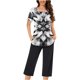thumbnail image 1 of Sexy Pijama Conjunto para las Mujeres, Cuello Redondo Blusa de Manga Corta Y Pantalones, Traje de Moda Casual, 1 of 9