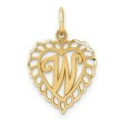Saris and Things 10K Yellow Gold Initial W Charm