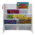 thumbnail image 2 of UNiPLAY Kids Plastic Bookcase Display Storage Rack, 4 Tier Bookshelf with Stacking Block Play Side Panels, (White/White), 2 of 5