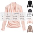 thumbnail image 3 of Bxsruta Women's Long Sleeve Wrap Top V Neck Ruched Blouse Slim Fit Workwear Shirt, 3 of 8