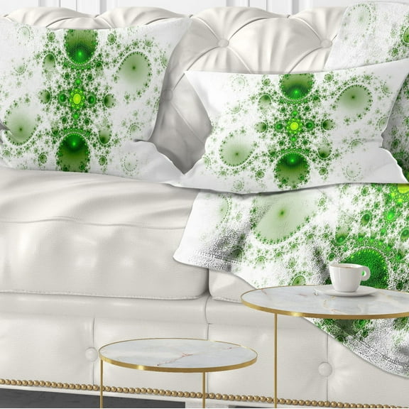 Designart Cabalistic Nature Green Fractal Art - Abstract Throw Pillow - 12x20
