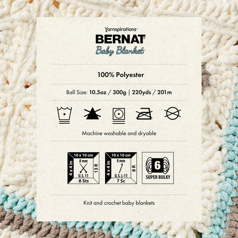 Bernat Baby Blanket Super Bulky Polyester Yarn White,