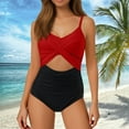 thumbnail image 3 of RUTAYY Women's One Piece Swimsuits High Waisted Wrap Tie Back Solid Color Athletic Swimwear, 3 of 5