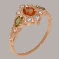 thumbnail image 2 of LBG British Made 9k Rose Gold Natural Citrine Peridot Diamond Womens Anniversary Ring - 33 size options - Size 10, 2 of 5