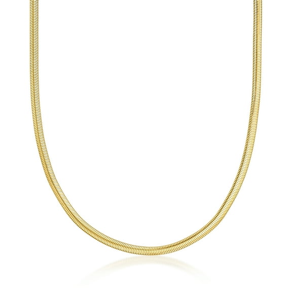 Ross-Simons Italian 4mm 14kt Yellow Gold-Plated Flat Snake-Chain Necklace, Women's, Adult