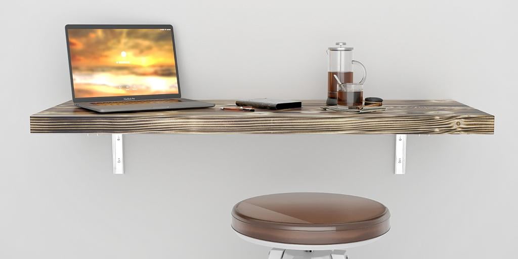 MCC Wall Mounted Floating Desk Folding Table for Small Spaces Kitchen Counter, Laundry Shelf, Computer Workbench for Wall, Fold Down Desk and Free Spirit Level Gift