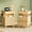 Natural Oak, variant on Palifte Fluted Nightstand Set of 2 with Charging Station,Modern Bedside Table with LED Light & a Open Shelf and 2 Drawers for Bedroom,Natural Oak
