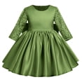 thumbnail image 2 of OBEEII Formal Satin Dress for Toddler Girl Birthday Party Wedding Floral Lace Dresses Knee Length Princess Dress with Bow-Knot First Communion for Age 6M-6T, 2 of 8